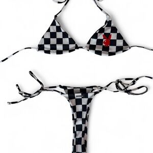 PLAYBOY Black and White Checkered Bikini